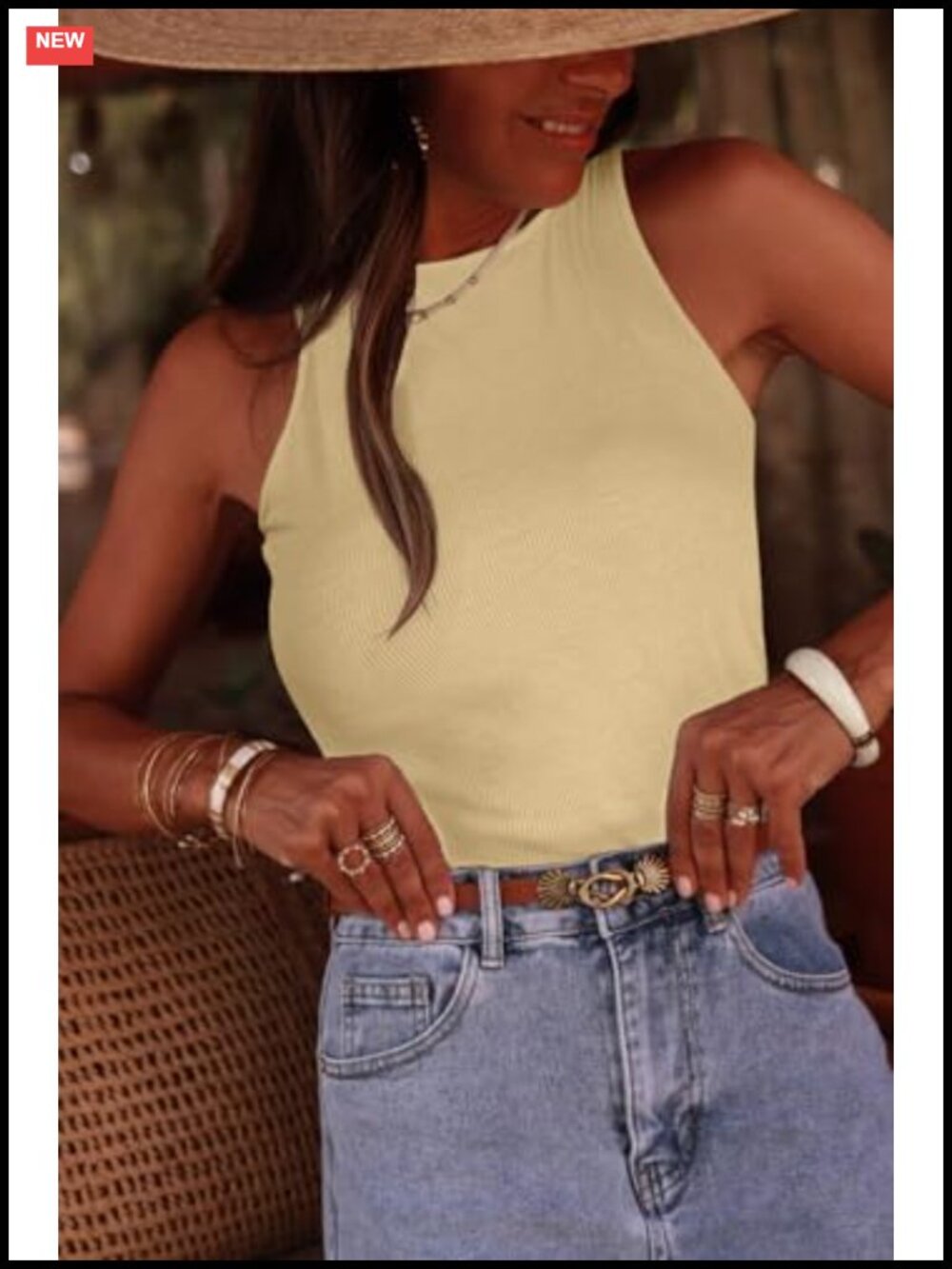 Women's Ribbed Knit Tank Top - Picture 3 of 5